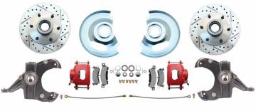 Chevy Truck 6 Lug 2.5" Drop Disc Brake Conversion Wheel Kit Powder Coated Red Calipers